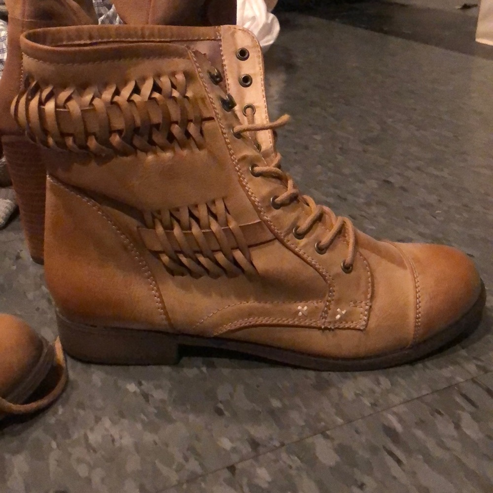 Brown combat boots